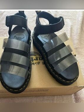 Dr.Martens Blair jelly sparkle 6 sandals black chunky Nwob